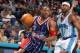 26 Jan 2002: Steve Francis #3 of the Houston Rockets drives against Baron Davis #1 of the Charlotte Hornets during their game at the Charlotte Colesium in Charlotte, NC. The Rockets won, 111-104. Mandatory Credit: Garrett Ellwood/NBAE/Getty Images Di