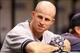Aug 25, 2013; St. Petersburg, FL, USA; New York Yankees center fielder Brett Gardner (11) in the dugout against the Tampa Bay Rays at Tropicana Field. Mandatory Credit: Kim Klement-USA TODAY Sports