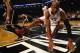 NEW YORK, NY - JANUARY 10: Ray Allen #34 of the Miami Heat falls against the Brooklyn Nets during their game at the Barclays Center on January 10, 2014 in New York City. NOTE TO USER: User expressly acknowledges and agrees that, by downloading and or us