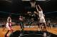 NEW YORK, NY - JANUARY 10: Paul Pierce #34 of the Brooklyn Nets shoots against Chris Bosh #1 of the Miami Heat during a game at the Barclays Center on January 10, 2014 in the Brooklyn borough of New York City. NOTE TO USER: User expressly acknowledges an