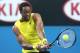 MELBOURNE, AUSTRALIA - JANUARY 14: Gael Monfils of France plays a backhand in his first round match against Ryan Harrison of the United States during day two of the 2014 Australian Open at Melbourne Park on January 14, 2014 in Melbourne, Australia. (Pho