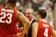 EAST LANSING, MI - JANUARY 07: Thad Matta head coach of the Ohio State Buckeyes talks to Aaron Craft #4 and Lenzelle Smith Jr. #32 during a second half time out while playing the Michigan State Spartans at the Jack T. Breslin Student Events Center on Jan