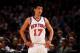 NEW YORK, NY - MARCH 20: Jeremy Lin #17 of the New York Knicks looks on against the Toronto Raptors at Madison Square Garden on March 20, 2012 in New York City. NOTE TO USER: User expressly acknowledges and agrees that, by downloading and or using this