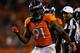 DENVER, CO - SEPTEMBER 23: Defensive end Robert Ayers #91 of the Denver Broncos celebrates after recording a sack against the Oakland Raiders at Sports Authority Field Field at Mile High on September 23, 2013 in Denver, Colorado. The Broncos defeated the