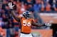 DENVER, CO - JANUARY 12: Nate Irving #56 of the Denver Broncos celebrates after a missed field goal by the San Diego Chargers during the AFC Divisional Playoff Game at Sports Authority Field at Mile High on January 12, 2014 in Denver, Colorado. (Photo b