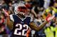 FOXBORO, MA - JANUARY 11: Stevan Ridley #22 of the New England Patriots celebrates after scoring a touchdown in the fourth quarter against the Indianapolis Colts during the AFC Divisional Playoff game at Gillette Stadium on January 11, 2014 in Foxboro, M