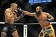 Nov 16, 2013; Las Vegas, NV, USA; Georges St-Pierre (red gloves) fights against Johny Hendricks (blue gloves) in their welterweight championship bout during UFC 167 at MGM Grand Garden Arena. Mandatory Credit: Stephen R. Sylvanie-USA TODAY Sports
