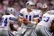 IRVING, TX - JANUARY 1: Quarterback Drew Bledsoe #11 of the Dallas Cowboys drops back to pass against the St. Louis Rams on January 1, 2006 at Texas Stadium in Irving, Texas. (Photo by Ronald Martinez/Getty Images)