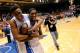 DURHAM, NC - JANUARY 13: Jabari Parker #1 and Amile Jefferson #21 of the Duke Blue Devils celebrate as they leave the floor after a last-second win over the Virginia Cavaliers during their game at Cameron Indoor Stadium on January 13, 2014 in Durham, Nor