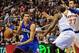 Jan 11, 2014; Philadelphia, PA, USA; Philadelphia 76ers point guard Michael Carter-Williams (1) looks to pass the ball during the game against the New York Knicks at the Wells Fargo Center. The New York Knicks won 102-92.Mandatory Credit: John Geliebter-U