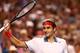 MELBOURNE, AUSTRALIA - JANUARY 16: Roger Federer of Switzerland celebrates winning his second round match against Blaz Kavcic of Slovenia during day four of the 2014 Australian Open at Melbourne Park on January 16, 2014 in Melbourne, Australia. (Photo b