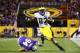 Dec 28, 2013; Tempe, AZ, USA; Michigan Wolverines tight end Devin Funchess (87) runs the ball in the first quarter against the Kansas State Wildcats during the Buffalo Wild Wings Bowl at Sun Devil Stadium. Mandatory Credit: Mark J. Rebilas-USA TODAY Sport