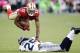 This is an image 49ers fans would love to see from star wideout Michael Crabtree against Richard Sherman.