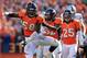 The Broncos will be without Von Miller (left) and Chris Harris Jr. (right).