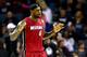 CHARLOTTE, NC - JANUARY 18: LeBron James #6 of the Miami Heat reacts to the crowd during their game against the Charlotte Bobcats at Time Warner Cable Arena on January 18, 2014 in Charlotte, North Carolina. NOTE TO USER: User expressly acknowledges and