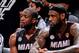 SAN ANTONIO, TX - JUNE 16: LeBron James #6 and Dwyane Wade #3 of the Miami Heat sit on the bench during a timeout against the San Antonio Spurs in Game Five of the 2013 NBA Finals on June 16, 2013 at AT&T Center in San Antonio, Texas. NOTE TO USER: User e