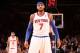 NEW YORK, NY - JANUARY 9: Carmelo Anthony #7 of the New York Knicks reacts during the game against the Miami Heat during a game at Madison Square Garden in New York City on January 9, 2014. NOTE TO USER: User expressly acknowledges and agrees that, by do