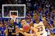 LAWRENCE, KS - JANUARY 05: JJ O'Brien #20 of the San Diego State Aztecs defends on a fast break by Andrew Wiggins #22 of the Kansas Jayhawks during the game at Allen Fieldhouse on January 5, 2014 in Lawrence, Kansas. (Photo by Jamie Squire/Getty Images)