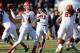 Jan 25, 2014; Mobile, AL, USA; South squad quarterback Derek Carr of Fresno State (4) drops back to pass against the North squad during the first quarter at Ladd-Peebles Stadium. Mandatory Credit: John David Mercer-USA TODAY Sports