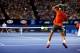 MELBOURNE, AUSTRALIA - JANUARY 26: Rafael Nadal of Spain plays a forehand in his men's final match against Stanislas Wawrinka of Switzerland during day 14 of the 2014 Australian Open at Melbourne Park on January 26, 2014 in Melbourne, Australia. (Photo b