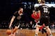 Dec 25, 2013; Brooklyn, NY, USA; Brooklyn Nets point guard Deron Williams (8) drives the ball during the third quarter against the Chicago Bulls at Barclays Center. Chicago Bulls won 95-78. Mandatory Credit: Anthony Gruppuso-USA TODAY Sports