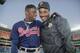 Sanders, pictured on the left with Barry Bonds, had a long MLB career playing for a plethora of teams while still shining in the NFL.