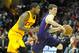 Jan 26, 2014; Cleveland, OH, USA; Phoenix Suns shooting guard Goran Dragic (right) drives against Cleveland Cavaliers point guard Kyrie Irving in the second quarter at Quicken Loans Arena. Mandatory Credit: David Richard-USA TODAY Sports