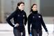 Dec 29, 2013; Kearns, UT, USA; Heather Richardson and Brittany Bowe talk during warm ups for the 1000m during the U.S. Olympic speedskating trials at Utah Olympic Oval. Mandatory Credit: Chris Nicoll-USA TODAY Sports