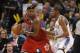 Feb 14, 2013; Oklahoma City, OK, USA; Miami Heat forward LeBron James (6) handles the ball against Oklahoma City Thunder forward Kevin Durant (35) during the second half at the Chesapeake Energy Arena. Mandatory Credit: Mark D. Smith-USA TODAY Sports