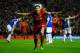 LIVERPOOL, ENGLAND - JANUARY 28: Steven Gerrard of Liverpool celebrates after scoring the opening goal during the Barclays Premier League match between Liverpool and Everton at Anfield on January 28, 2014 in Liverpool, England. (Photo by Laurence Griffi