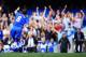 LONDON, ENGLAND - AUGUST 18: Frank Lampard of Chelsea celebrates his goal with manager Jose Mourinho during the Barclays Premier League match between Chelsea and Hull City at Stamford Bridge on August 18, 2013 in London, England. (Photo by Richard Heath