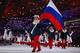 SOCHI, RUSSIA - FEBRUARY 07: Bobsleigh racer Alexander Zubkov of the Russia Olympic team carries his country's flag during the Opening Ceremony of the Sochi 2014 Winter Olympics at Fisht Olympic Stadium on February 7, 2014 in Sochi, Russia. (Photo by Ry