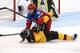 SOCHI, RUSSIA - FEBRUARY 09: Jessica Hammerl #4 of Germany and Olga Sosina #18 of Russia collide during the Women's Ice Hockey Preliminary Round Group B Game on day two of the Sochi 2014 Winter Olympics at Shayba Arena on February 9, 2014 in Sochi, Russi
