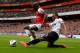 LONDON, ENGLAND - APRIL 28: Patrice Evra of Manchester United tackles Bacary Sagna of Arsenal during the Barclays Premier League match between Arsenal and Manchester United at Emirates Stadium on April 28, 2013 in London, England. (Photo by Shaun Botter