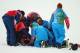 SOCHI, RUSSIA - FEBRUARY 11: Yuki Tsubota of Canada is helped by medical service workers after a crash in the Freestyle Skiing Women's Ski Slopestyle Finals on day four of the Sochi 2014 Winter Olympics at Rosa Khutor Extreme Park on February 11, 2014 in
