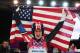 SOCHI, RUSSIA - FEBRUARY 11: Erin Hamlin of the United States celebrates winning bronze medal in the Women's Luge Singles on Day 4 of the Sochi 2014 Winter Olympics at Sliding Center Sanki on February 11, 2014 in Sochi, Russia. (Photo by Alexander Hassen