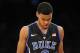Nov 29, 2013; New York, NY, USA; Duke Blue Devils guard Quinn Cook (2) reacts during the second half of the NIT Season Tip-Off Championship game at Madison Square Garden. Arizona won the game 72-66. Mandatory Credit: Joe Camporeale-USA TODAY Sports