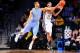Jan 29, 2014; Atlanta, GA, USA; North Carolina Tar Heels forward J.P. Tokoto (13) fouls Georgia Tech Yellow Jackets forward Quinton Stephens (12) on an attempt to steal the ball in the first half at Hank McCamish Pavilion. Mandatory Credit: Daniel Shirey-