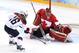 SOCHI, RUSSIA - FEBRUARY 12: Charline Labonte #32 of Canada makes a save against Kelli Stack #16 of the United States in the second period during the Women's Ice Hockey Preliminary Round Group A game on day five of the Sochi 2014 Winter Olympics at Shayba