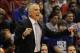 Dec 30, 2013; Lawrence, KS, USA; Toledo Rockets head coach Tod Kowalczyk coaches from the sidelines against the Kansas Jayhawks in the first half at Allen Fieldhouse. Mandatory Credit: John Rieger-USA TODAY Sports