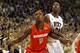 PITTSBURGH, PA - FEBRUARY 12: C.J. Fair #5 of the Syracuse Orange and Lamar Patterson #21 of the Pittsburgh Panthers watch for a rebound at Petersen Events Center on February 12, 2014 in Pittsburgh, Pennsylvania. (Photo by Justin K. Aller/Getty Images)