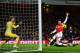LONDON, ENGLAND - FEBRUARY 12: Olivier Giroud (R) of Arsenal misses a chance during the Barclays Premier League match between Arsenal and Manchester United at the Emirates Stadium on February 12, 2014 in London, England. (Photo by Michael Regan/Getty Im