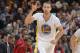 OAKLAND, CA - NOVEMBER 23: Stephen Curry #30 of the Golden State Warriors celebrates after making a three pointer against the Portland Trail Blazers on November 23, 2013 at Oracle Arena in Oakland, California. NOTE TO USER: User expressly acknowledges and
