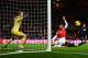 LONDON, ENGLAND - FEBRUARY 12: Olivier Giroud (R) of Arsenal misses a chance during the Barclays Premier League match between Arsenal and Manchester United at the Emirates Stadium on February 12, 2014 in London, England. (Photo by Michael Regan/Getty Im