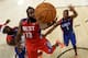 HOUSTON, TX - FEBRUARY 17: James Harden #13 of the Houston Rockets and the Western Conference goes up for a shot between LeBron James #6 and Chris Bosh #1 of the Eastern Conference during the 2013 NBA All-Star game at the Toyota Center on February 17, 20