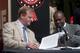 NFL commissioner Roger Goodell and NFLPA executive director DeMaurice Smith sign the current NFL CBA.