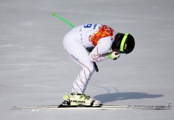 SOCHI, RUSSIA - FEBRUARY 16:  Andrew Weibrecht of the United States reacts after a run during the Alpine Skiing Men's Super-G on day 9 of the Sochi 2014 Winter Olympics at Rosa Khutor Alpine Center on February 16, 2014 in Sochi, Russia.  (Photo by Doug Pe