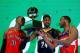 NEW ORLEANS, LA - FEBRUARY 15: Eastern Conference All-Stars Terrence Ross #31 of the Toronto Raptors, Paul George #24 of the Indiana Pacers and John Wall #2 of the Washington Wizards celebrate the win of the Sprite Slam Dunk Contest 2014 as part of the 2