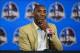 Feb 16, 2014; New Orleans, LA, USA; Los Angeles Lakers guard Kobe Bryant speaks during a press conference before the 2014 NBA All-Star Game at the Smoothie King Center. Mandatory Credit: Bob Donnan-USA TODAY Sports