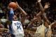 Jan 7, 2014; Durham, NC, USA; Duke Blue Devils guard Rasheed Sulaimon (14) shoots the ball in front of Georgia Tech Yellow Jackets guard Stacey Poole, Jr. (1) at Cameron Indoor Stadium. Mandatory Credit: Mark Dolejs-USA TODAY Sports